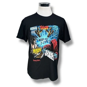 Vintage Dorney Park T-Shirt Mens Large Black Fear Five Rollercoaster Talon 90s - Picture 1 of 10