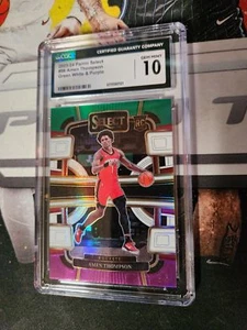 2023-24 Panini Select #96 Amen Thompson Green White Purple Prizms CGC 10 - Picture 1 of 2