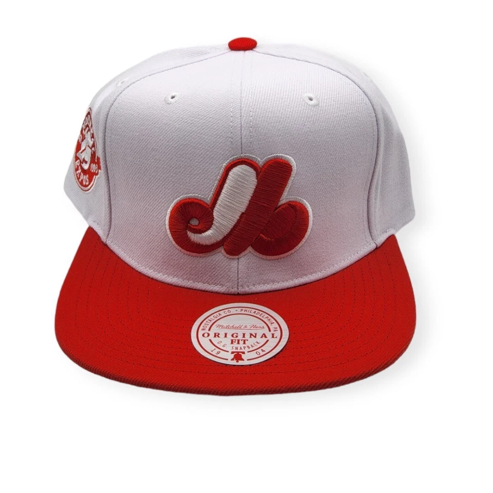 Mitchell & Ness Montreal Expos Hometown Coop White/Red Adjustable Snapback Hat - Image 1 of 4