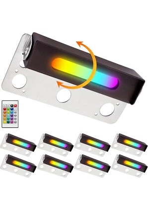 8PCS 4 In LED RGB Hardscape / Retaining Wall / Indoor Lights 270° Swivel Remote  - Image 1 of 4