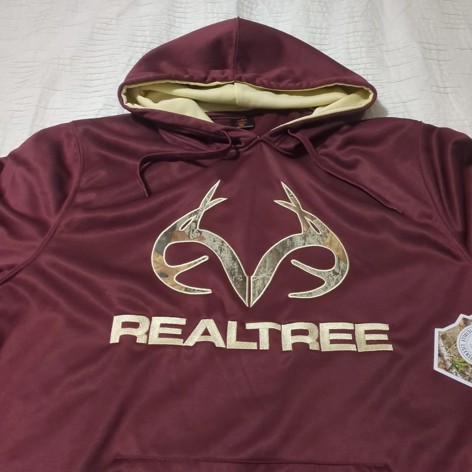 Realtree Logo Hooded Maroon Pullover Sweatshirt (Size: XXL, Ocean And Coast) - Image 1 of 4
