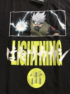 Camiseta Naruto Shipuden DÍA DE LA TIERRA Kakashi RELÁMPAGO Negra Talla L NUEVA - Imagen 1 de 4