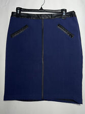 Worthington Womens Blue Pencil Skirt w/ Leather Accents Size 6P