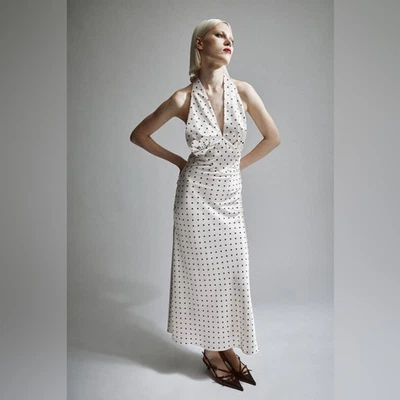 Bardot Citron Polka Dot Midi Dress In Ivory Spot XS - Image 1 of 4