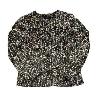 Y2K Leopard Print Jacket Womens 10 Velour Blazer Retro Diva Glam Statement Coat - Image 1 of 4