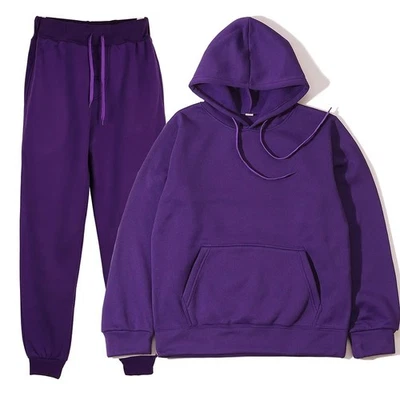Hoodie Sweatpants Set Unisex Jogger Tracksuit Men Women Sportswear Running Suits - Image 1 of 4