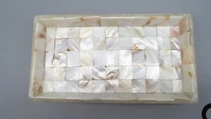 MCM mother of pearl tray trinket dish 9.33x5" Vintage 1970s - Picture 1 of 7