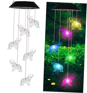 Elephant Solar Wind Chimes for Outside, Birthday Gifts for Mom Grandma - Picture 1 of 7