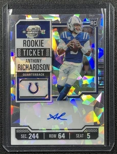 ANTHONY RICHARDSON 2023 CONTENDERS OPTIC #102 ROOKIE CRACKED ICE AUTO 22/22 RC - Foto 1 di 2