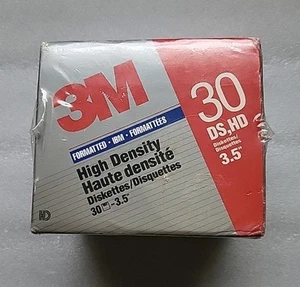 3M IBM Formatted 1.44 MB DS,HD High Density 3.5" Pack of 30 Diskettes New SEALED - Afbeelding 1 van 5