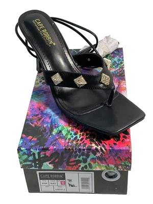 Cape Robbin Black Blinged High Heel Sandals Gladiator Shoes Women's Size 10 New - Image 1 of 4