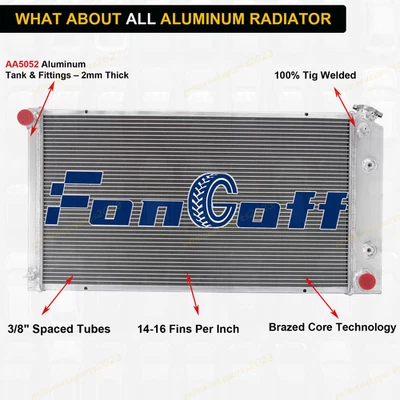 Fit 1977-92 Cadillac Brougham/Pontiac Bonneville 5.7/6.0/6.6/7.0L 4 Row Radiator Foto 1 de 4