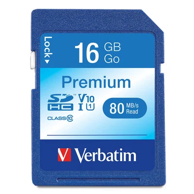 16GB Blue Flash Memory V10 SDHC Card Full HD UHS I Water Resistant 80MBs - Image 1 of 2