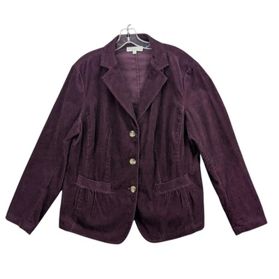 Talbots Corduroy Purple Women's Blazer Jacket Sze 14W Old Money Pockets Stretch - Image 1 of 4