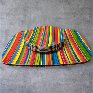 Pier 1 Imports Melamine Striped - 2 Serving Trays 16”x12.5”; 6 8.5” Plates - Picture 1 of 12