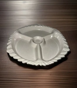 Plato para servir vintage de cerámica de tres secciones A.C.Davey California 1970 marfil enloquecido - Imagen 1 de 13