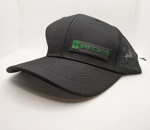 Beck's Hybrid Seed Hat Cap Farm Adjustable Black Snapback Mesh Green Logo NWOT - Picture 1 of 3