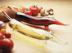 Amici Global handgefertigte Glas Dackel Wiener Hund Öl & Essig Flaschen Paar - Bild 1 von 9