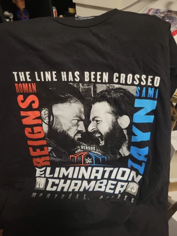 WWE ELIMINATION CHAMBER SHIRT EXCLUSIVE  XL MONTREAL SAMI ZAYN ROMAN REIGNS Cover
