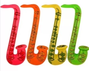1x YELLOW BLOW UP INFLATABLE SAXOPHONE COLOURFUL HEN STAG PARTY 75CM LONG UK - Picture 1 of 1