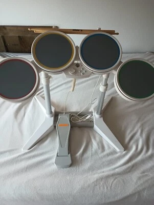 Nintendo Wii Rock Band White Drum Set W/Pedal USB WIRED 19092 Harmonix Untested - Image 1 of 4