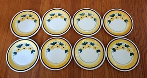VERNON KILNS METLOX USA BROWN EYED SUSAN BREAD PLATES SET/8 - Picture 1 of 5