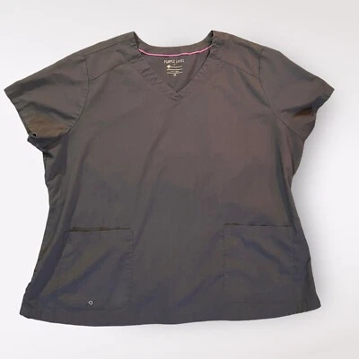 Women’s PURPLE LABEL YOGA By Healing Hands Gray Scrub Top 2320 Size 3X - Image 1 of 4