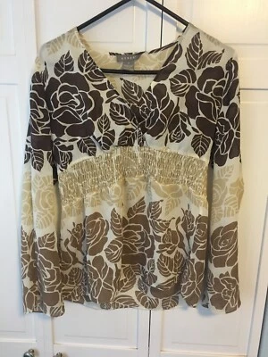 Blusa floral marrón y blanca Kenar para mujer talla 4 Foto 1 de 4