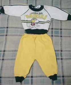 Green Bay Packers Vintage Snoopy (12 Monate) Babyfair Oberteil & Unterteil - Bild 1 von 12