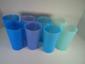22 oz Reusable Plastic Drinking Glasses Cups BPA Free Dishwasher Safe Blue - Picture 1 of 3