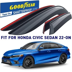 Deflectores de ventana lateral protectores de lluvia para Honda Civic Sedán 2022-2025 INROMPIBLES - Imagen 1 de 8