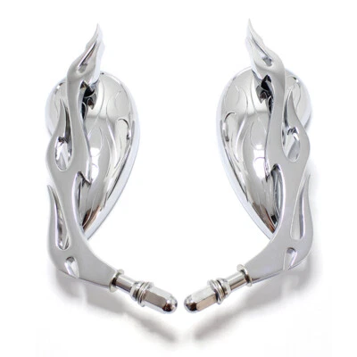 Espejos retrovisores cromados de llama para motocicleta Harley Davidson Street Glide Dyna H Foto 1 de 4