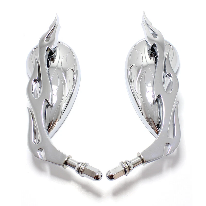 Espejos retrovisores cromados de llama para motocicleta Harley Davidson Street Glide Dyna H Foto 1 de 4