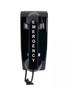 Teléfono de pared con marcador de línea directa de emergencia -- preprogramado para marcar automáticamente 911 - NEGRO - Imagen 1 de 3