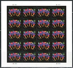 Mint US Neon Celebrate Pane of 20 Forever Stamps Scott# 4502 (MNH)