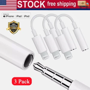 🔥For iPhone Headphone Adapter Jack 8Pin to 3.5mm Aux Cord Dongle Converter 3PCS - Picture 1 of 15