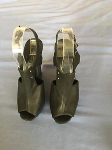 Topshop Women Black Leather Slingback Platform Shoes Size 5 (13B) - Picture 1 of 8