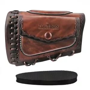 TOURBON Vintage Leather Rifle Buttstock Sleeve Cheek Rest Riser Ammo Pouch - Bild 1 von 24