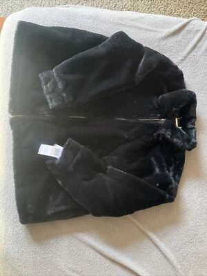 Jou Jou Faux Fur Jacket NWT Woman's 2X Full Zip, Black Pockets Lined Soft Coat - Image 1 of 4