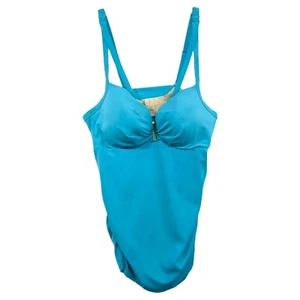 Costume da bagno Lane Bryant Swim by Cacique 38DD Tankini top increspato blu 158 - Foto 1 di 8