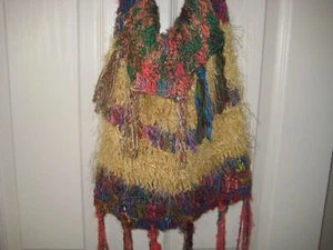 Handmade colorful handbag. Lined w attached closure Crocheted /knitted. - Picture 1 of 21
