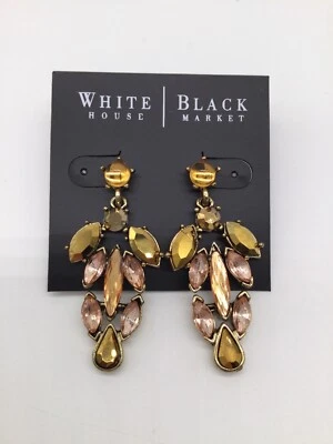 White House Black Market gold  & peach Drop earrings NWTS - Image 1 of 2