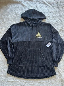 NWT Walt Disney World 50th Anniv Corduroy Pullover Hoodie Black XS Spirit Jersey - Picture 1 of 7
