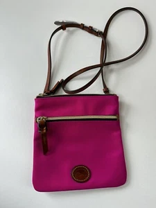 Genuine Dooney and Bourke Double Zip Crossbody Bag in Fuchsia MSRP $108.00 - Picture 1 of 7