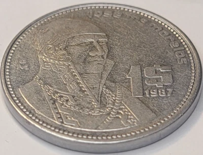 1987 MÉXICO MEXICANO MOEDA DE UM (1) PESO KM# 496 VENDEDOR EUA - Imagem 1 de 2