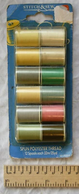 vintage pack of 12 Stitch & Sew Spun Polyester Thread - Image 1 of 2