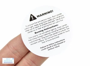 50 x Candle Warning / Safety, Burning, Candle Makers, Labels / Stickers. - Picture 1 of 2