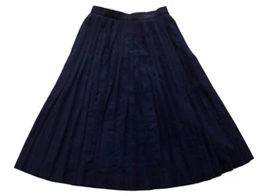 Vintage Skirt 80s Calf Length Dark Blue Pleated Retro 6 - 8 - Picture 1 of 1
