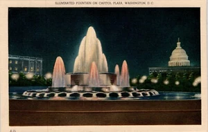 Vintage CAPSCO Linen Postcard Illuminated Fountain Washington, DC A 25 - Picture 1 of 2