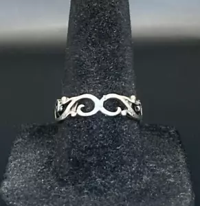 Anillo de filigrana vintage Estate antiguo tono plata - talla 7 - Imagen 1 de 4